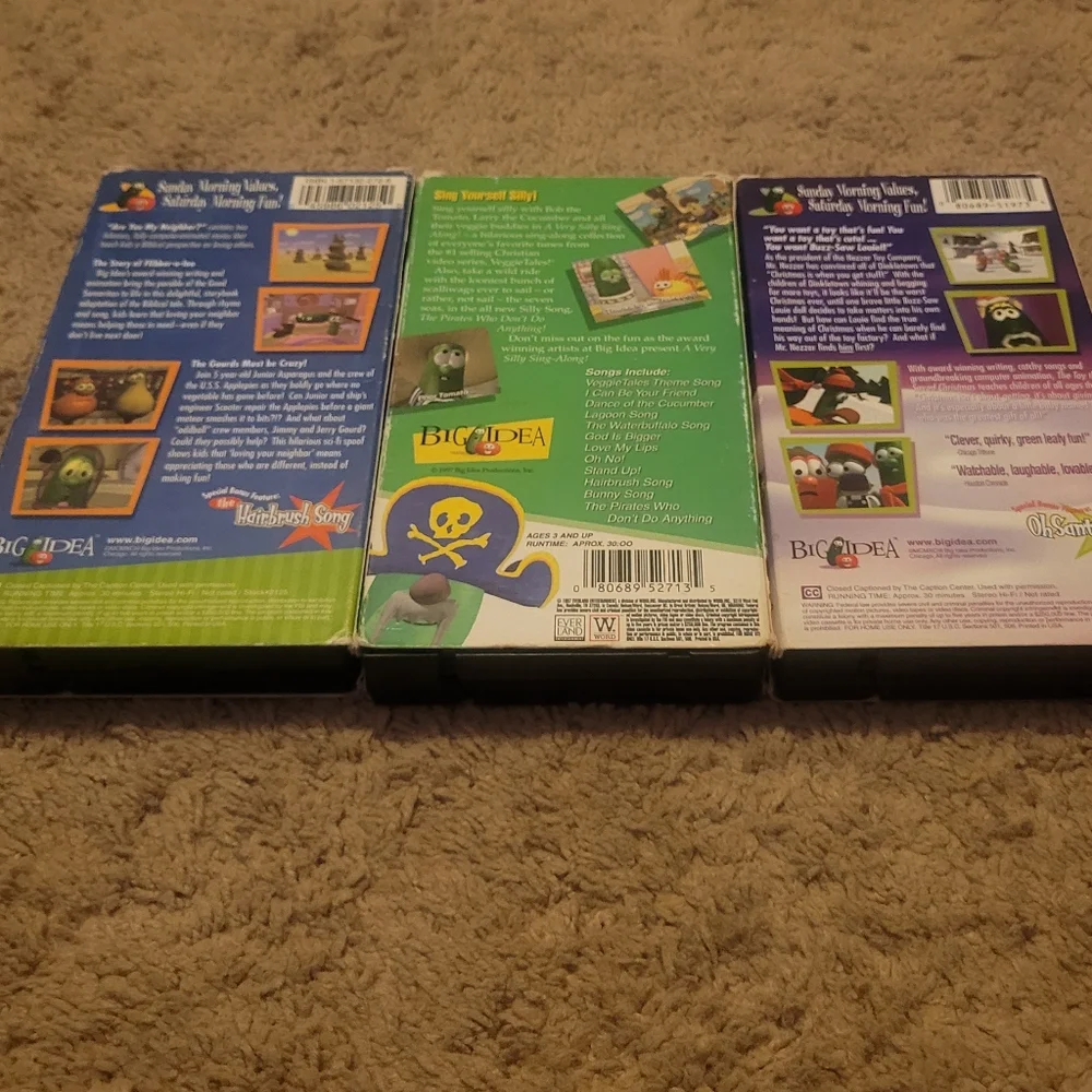 Kids Veggie Tales Video Vintage VHS Bundle